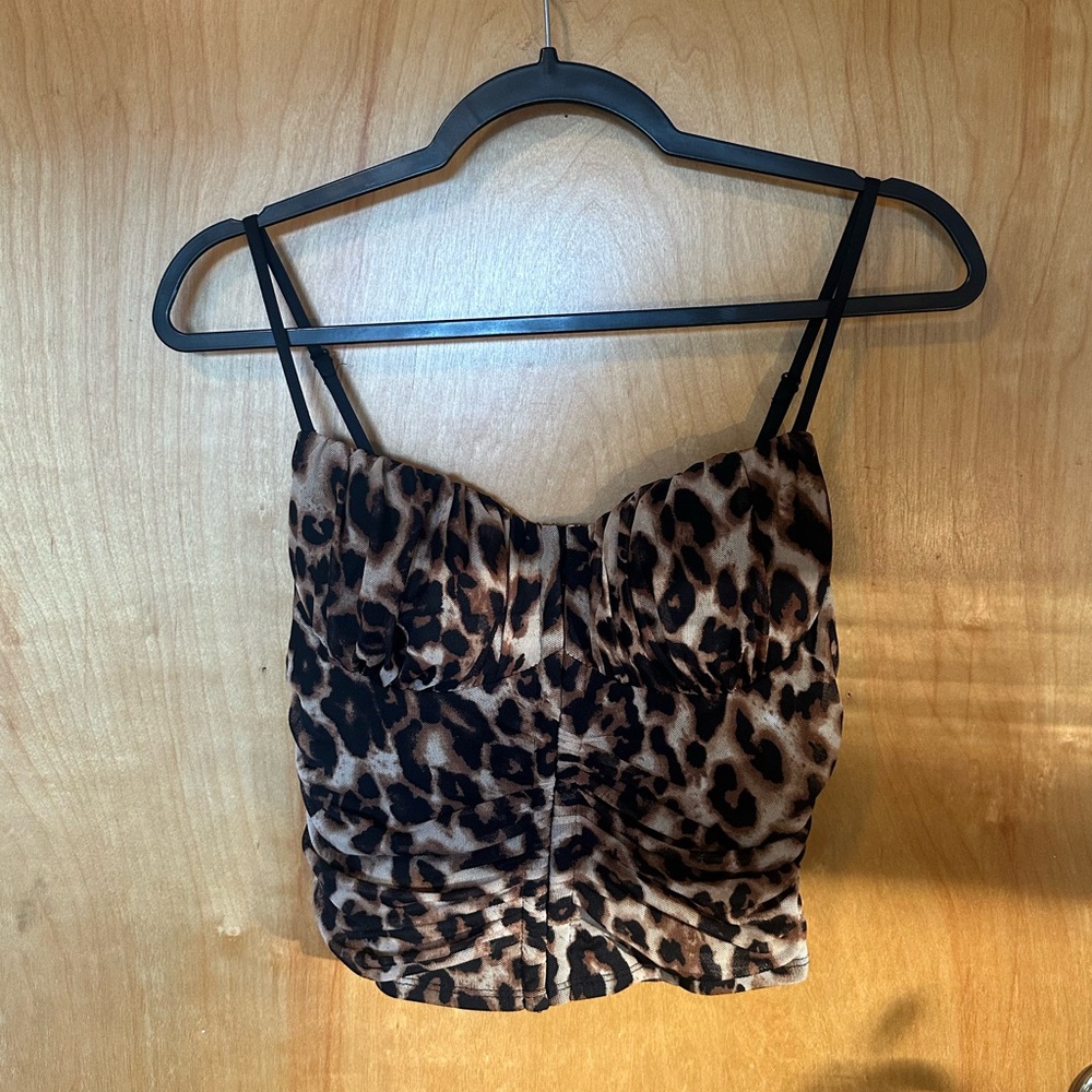 Moa Moa Leopard Print Crop Top